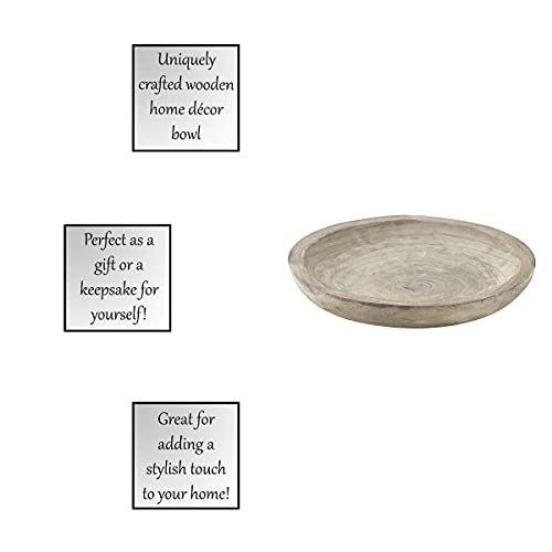 Santa Barbara Design Studio Table Sugar Hand Carved Paulownia Wood Serving Bowl, Medium, Grey,8 Cubic Inches