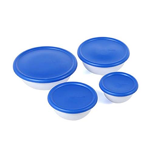 Sterilite 8-Piece Covered Bowl Set, 4 Plastic Bowls Ranging In Size W/ 4 Lids, Food Storage, Dishwasher And Microwave Safe, Whit