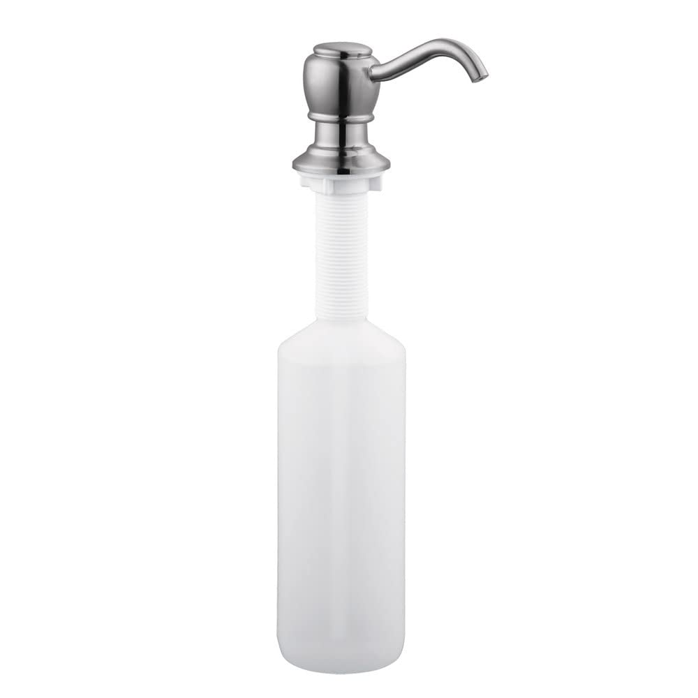 Design House 522250 Soap Dispenser For Kitchen And Bath Faucets, Holds 17 Fluid Ounces, Satin Nickel
