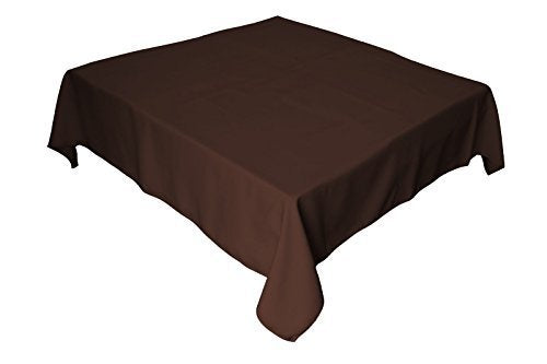 LA Linen Polyester Poplin Square Tablecloth  52 by 52-Inch  Brown