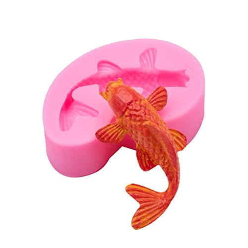 Gulinaza 2Pcs Mini Koi Fish Silicone Molds For Diy Cake Fondant Biscuit Cookies Sugar Pudding Chocolate Hard Candies Dessert Dec
