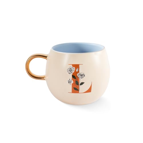 Fringe Studio Floral L Stoneware Mug, 14 fl oz, Cream
