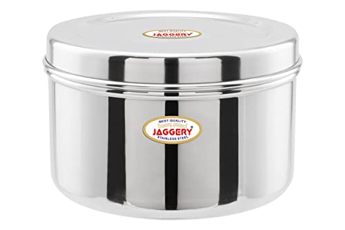 Jaggery Steel Container Heavy Gauge Stainless, Storage Box, Deep Betha Dabba, Grocery Canister, Multipurpose Dibba (Capacity- 35