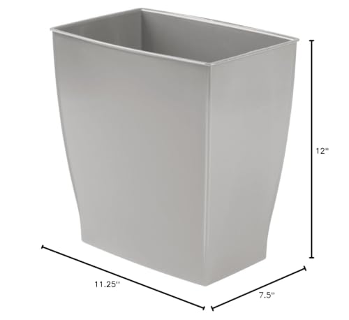 Idesign Mono Spa Rectangular Trash Can For Bath, Bedroom, Office - 11.25'' X 7.5'' X 12'', 2.5 Gallon, Gray