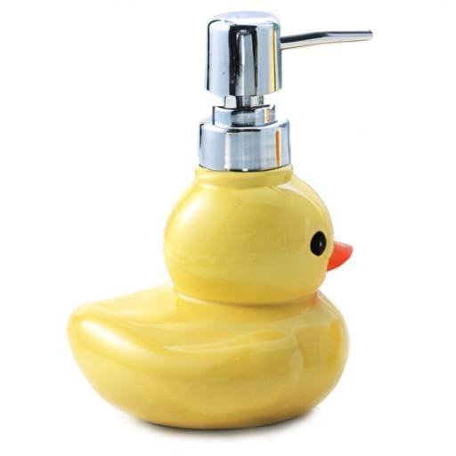 123Arts Ceramics Duck Soap Dispenser with Stainless Pump Soap Bottle or Lotion Bottle Home Decoration