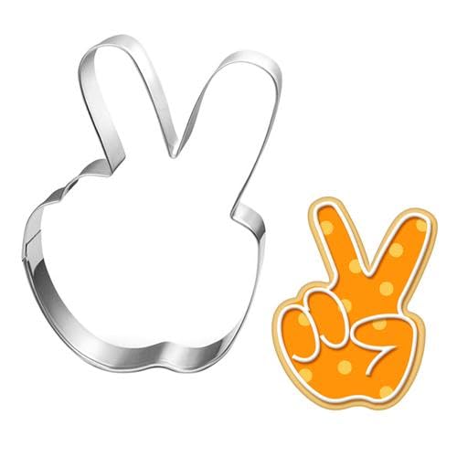 Peace Hand Cookie Cutter-4.25 Inch-Diswasher Safe-Peace Sign Cookie Cutter Shape For Two Groovy One Birthday Party Decoratons