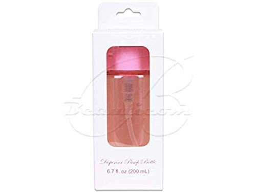 7Oz Pink Push Down Pump Dispenser Empty Refillerble Bottle With Flip Top Cap - For Nail Polish, Travel, Cosmetics Packaging