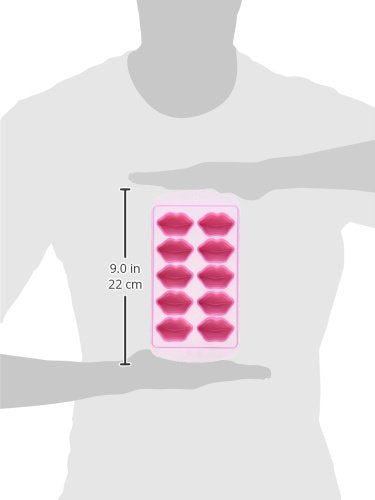 Fairly Odd Novelties Kisses Lips Shape 10 Ice Cube Tray Mold Pink Novelty Gag Gift, One Size