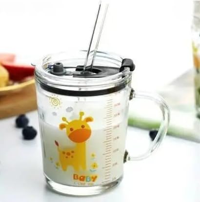 MMTS World Reusable Glass Coffee Sipper Mugs with Lid & Straw Multipurpose Drinking Glasses Tumbler with Leather Sleeve Cup for 