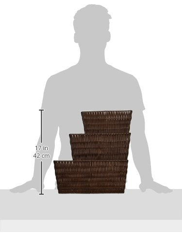 Whitmor Rattique Java Set Of 3 Pieces Storage Baskets -Small (8.5''X11.4''X5.5''), Medium (9.8''X13''X6'') And Large (11.4''X14.