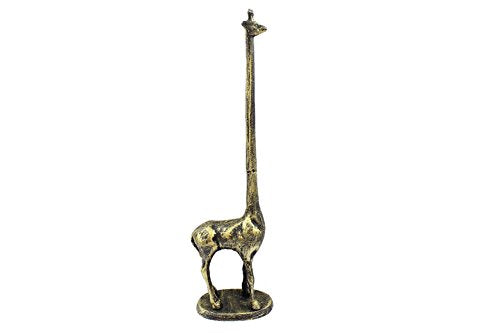 Handcrafted Nautical Decor Rustic Gold Cast Iron Giraffe Extra Toilet Paper Stand 19'' - Cast Iron Bathroom