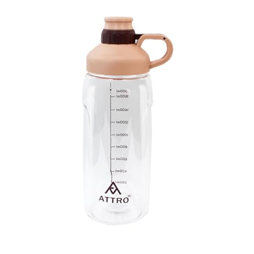 Attro Hydra Gym 2000ml Water Bottle with Easy to Carry Grip Handle & ML Mention for Daily Water Intake BPA Free LeakProof  Pea