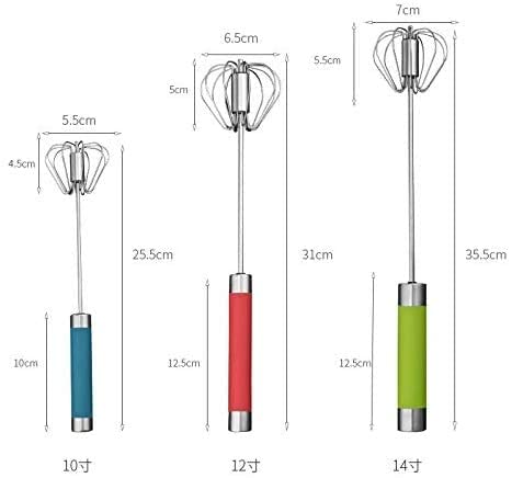 Stainless Steel Semi-Automatic Egg Whisk - 3Pcs Hand Push Rotary Whisk Blender (Blue)