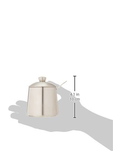 Frieling Usa 18/10 Brushed Stainless Steel Sugar Bowl With Spoon - Countertop Jar Holder For Sugar Cubes