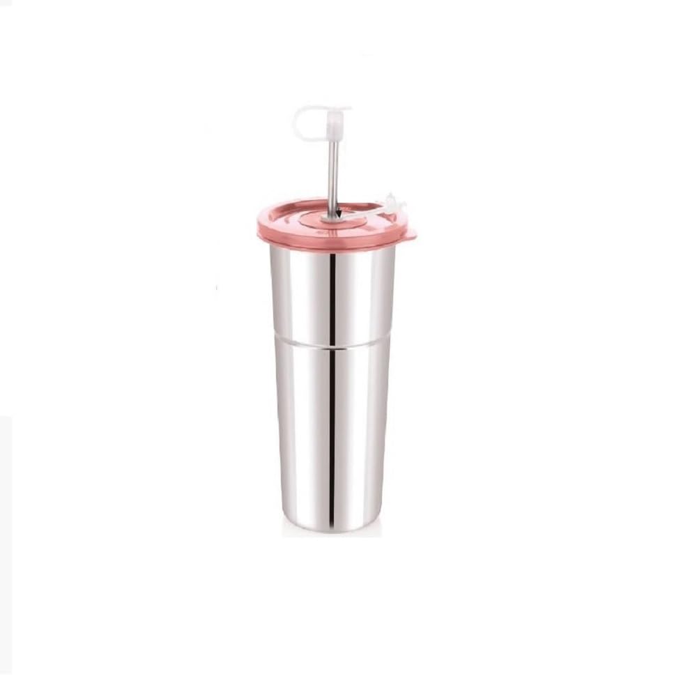 Elexiq Stainless Steel Tumbler With Silicon Aperture Executive Lid Leak Proof & Straws With Brush | Glass Tumbler Executive Lid 