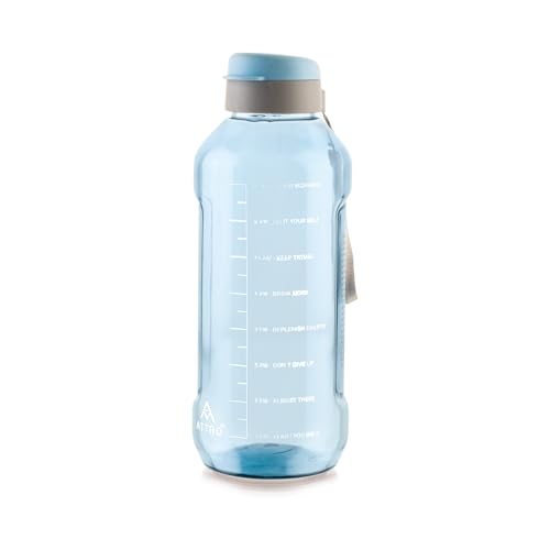 Attro Ultra Pro 2 Motivational 2L BpaFree Water Bottle With LeakProof FlipTop Cap, Nylon Strap And Stylish Blue Color For Dai