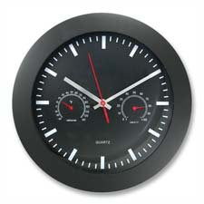 Artistic 6990 Wall Clock w/Temperature/Humidity Gauge 12 Black