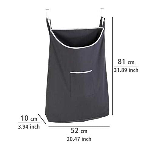 Wenko Laundry Hamper Bag Hanging, Over The Door Basket With Hooks, For Bathroom, Closet, Space Saving Storage, Wall Mounted 3.94