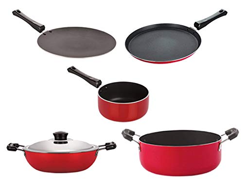 Nirlon NonStick Aluminium Cookware Set Of 5 Pieces (2.6Mm_Ct_Dkdb_Spb_Cass22_Ft12)