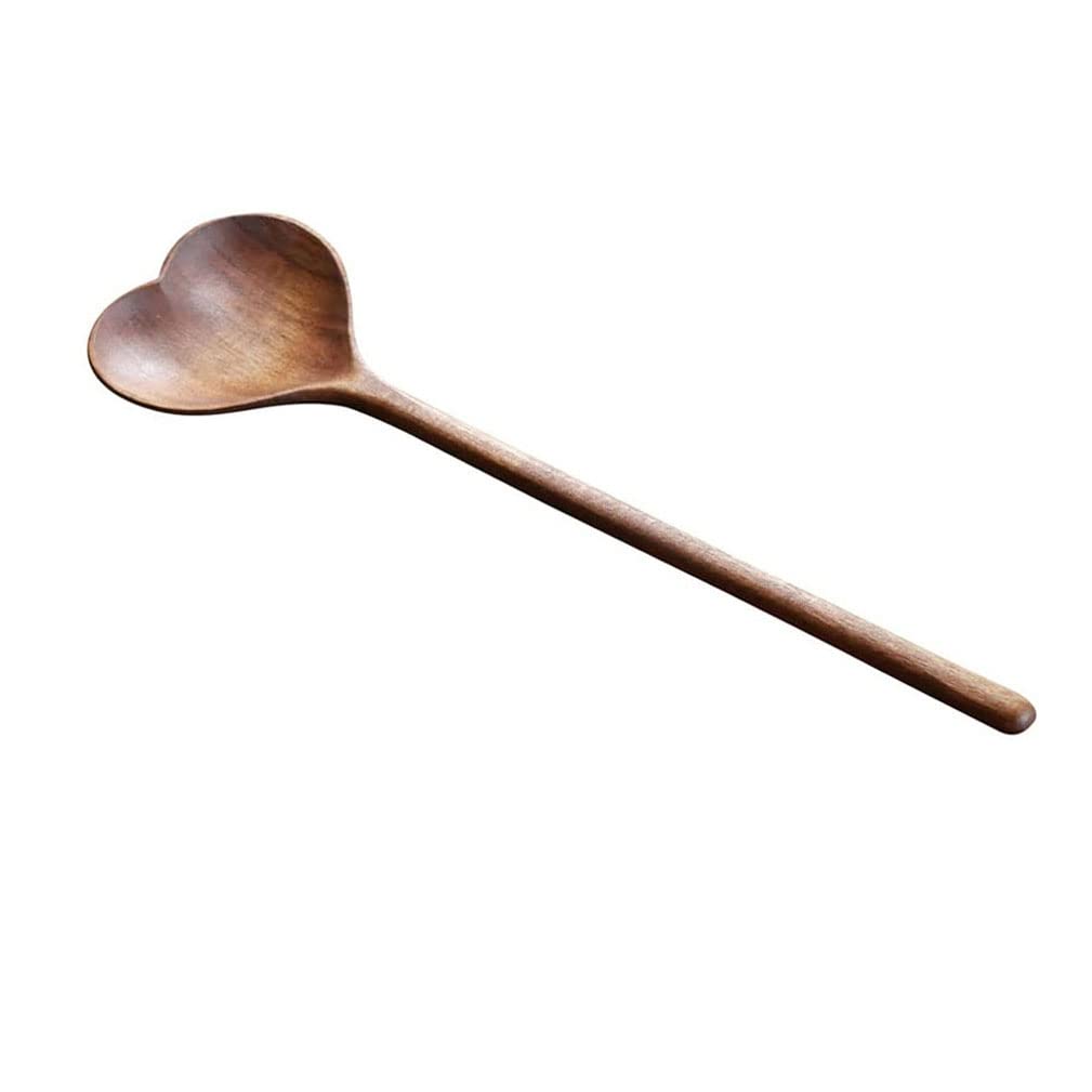 1 Pack Wooden Heart Shaped Spoon Long Handle Wood Kitchen Utensils For Cooking Mixing