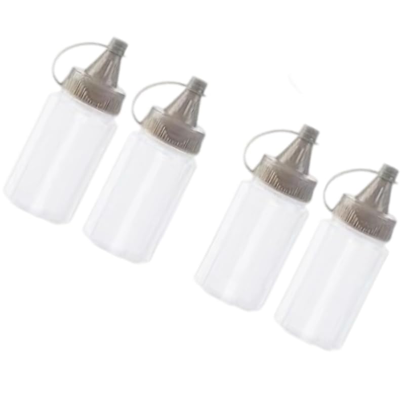 4Pcs White Plastic Squeeze Condiment Bottles,Ketchup Honey Bottle,Salad Dressing Container for Lunch, BBQ, Mini Sauce Jam Squeez