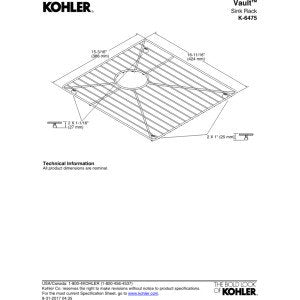Kohler K-6475-St 15-1/5'' X 16-7/10'' Sink Rack Stainless Steel