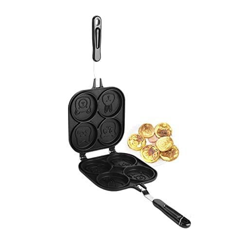 Natudeco Aluminum Egg Fry Pan With Nonstick Coating, 4-Hole Design, Easy To Clean, Comfortable Handle, Practical Cookware Materi