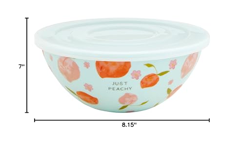 Mud Pie Fruit Bowl With Lid Set, Small 3'' X 7 1/4'' Dia | Large 3 3/4'' X 8 1/2'' Dia, Blue