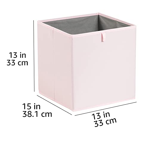 Amazon Basics Cube Organizer Bins, Collapsible Storage Baskets For Shelves, Peony Pink, Pack Of 6, 13X15X13''