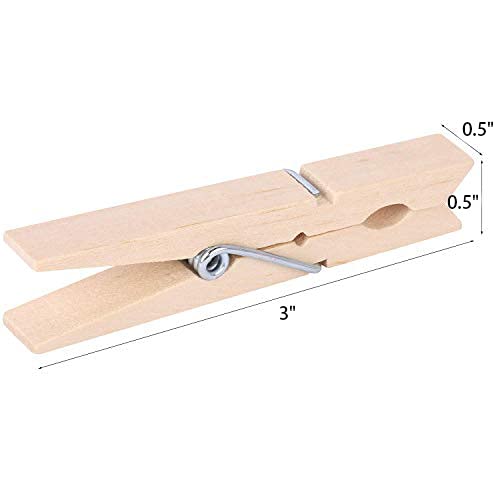 100Pcs Clothes Pins Wooden Clothespins 3Inch Heavy Duty Wood Clips For Hanging Clothes Pictures Outdoor