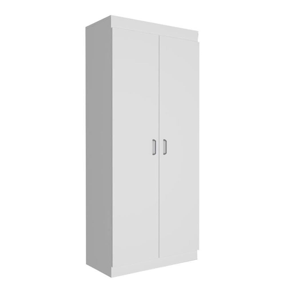 TUHOME Varese Pantry Cabinet  Two Door Cabinet  Three Internal Door Shelves  Five Shelves  White   For Kitchen Room