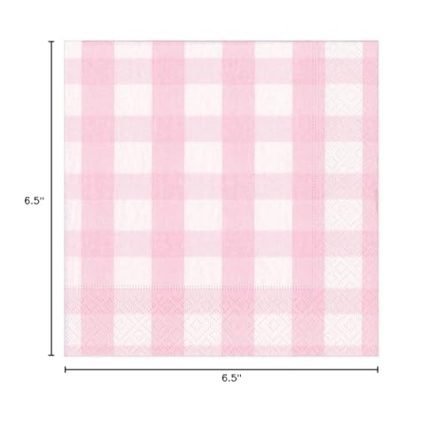 Caspari Gingham Paper Luncheon Napkins In Pink, 20 Per Package
