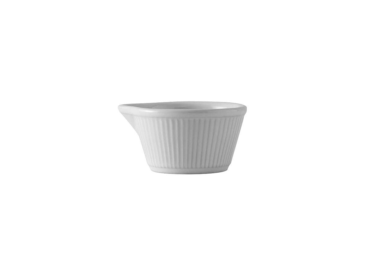 Tuxton China BWX-0408 Ramekin, 4 oz., 3-1/2L x 3-1/4D x 1-3/4H, Fluted with Pour spout, Microwave & Dishwasher Safe, Oven Proof,