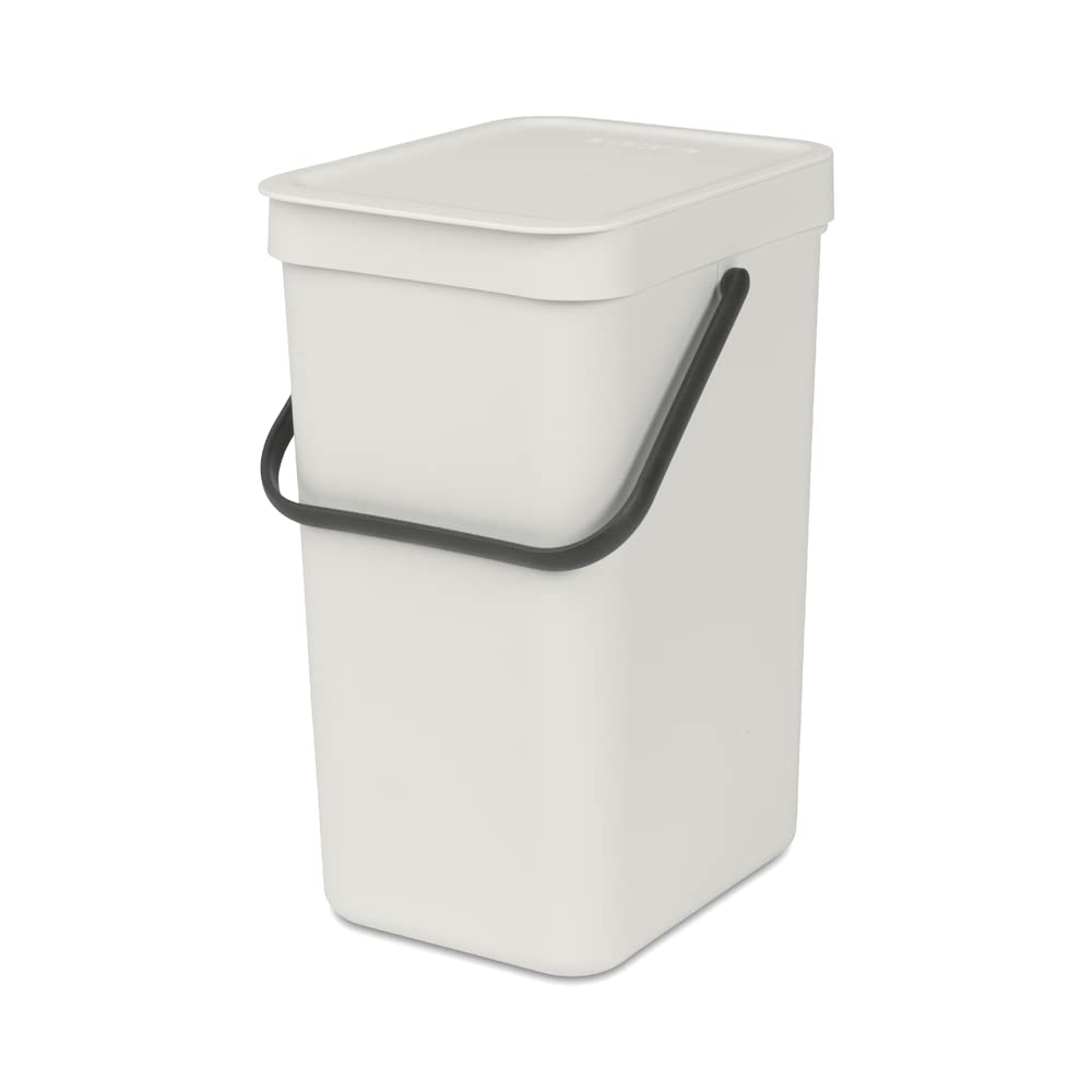 Brabantia Sort & go Kitchen Recycling can (32 galLight gray) Stackable Waste Organiser with Handle & Removable Lid  Wallcupboard Mounting