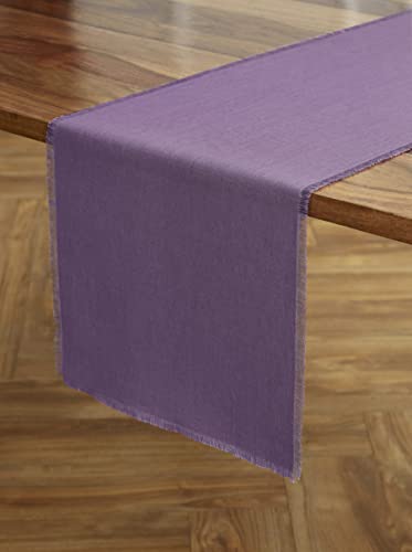 Solino Home Mulberry Linen Table Runner 14 X 72 Inch - 100% Pure Linen Fringe Table Runner For Spring, Summer, Dining, Wedding -