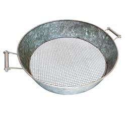 Benzara Round Galvanized Steel Compost Sifter, 4 x 19 x 15.75 in, Antique Silver, Model BM195216, Wire Mesh Design