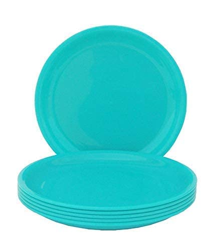 Everbuy Plastic Microwave Safe&Unbreakable Round Full Plates (Multicolor, Set Of 3)