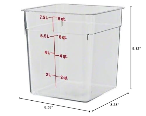 Cambro - 8Sfscw135 Camwear Polycarbonate Square Food Storage Container, 8 Quart (This Does Not Come With A Lid)