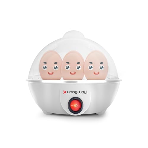 Longway Eggo 350 Watt Egg Boiler/Cooker For Steaming, Cooking & Boiling (White, 7 Eggs)