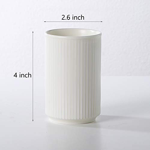 Sizikato 2Pcs Vertical Stripes Porcelain Tumbler Cup,Tooth-Brushing Cup For Bathroom.