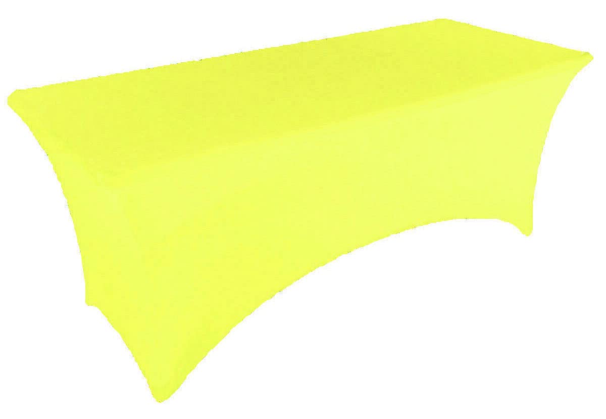Gowinex 8Ft Lemon Yellow Stretch Spandex Table Cover Tablecloth For Rectangular Fitted Folding Table