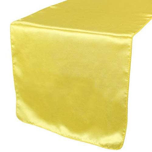 Merishopp 30 * 275cm Satin Plain Damask Table Runner Wedding Party Venue DecorsYellow