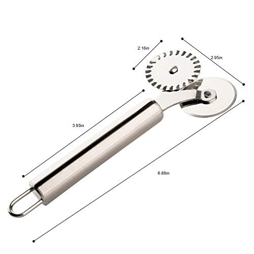 5 Wheel Pastry Cutter With Handle Set Of 2 Stainless Steel Double Cutter Adjustable Pizza Slicer Multi-Round Dough Cutter Roller