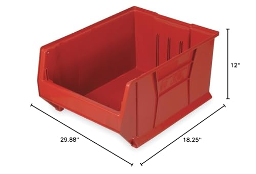 Hulk 30 Container, 29-7/8L X 18-1/4W X 12H, Stackable, Polypropylene, Red, Made In Usa