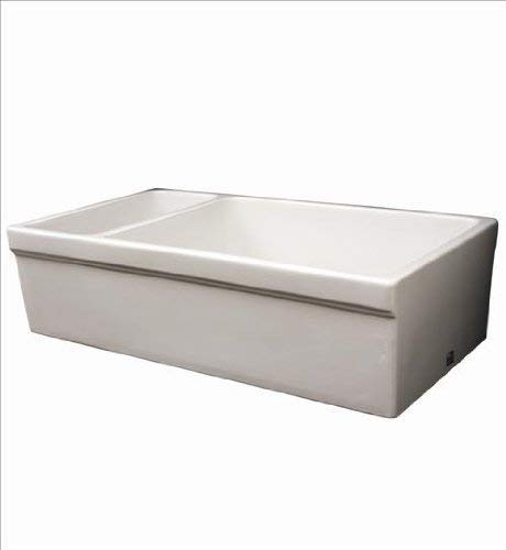 Whitehaus Collection Whqdb542-Biscuit Farmhaus Fireclay Quatro Alcove Large Reversible Sink And Small Bowl With Decorative 2  In