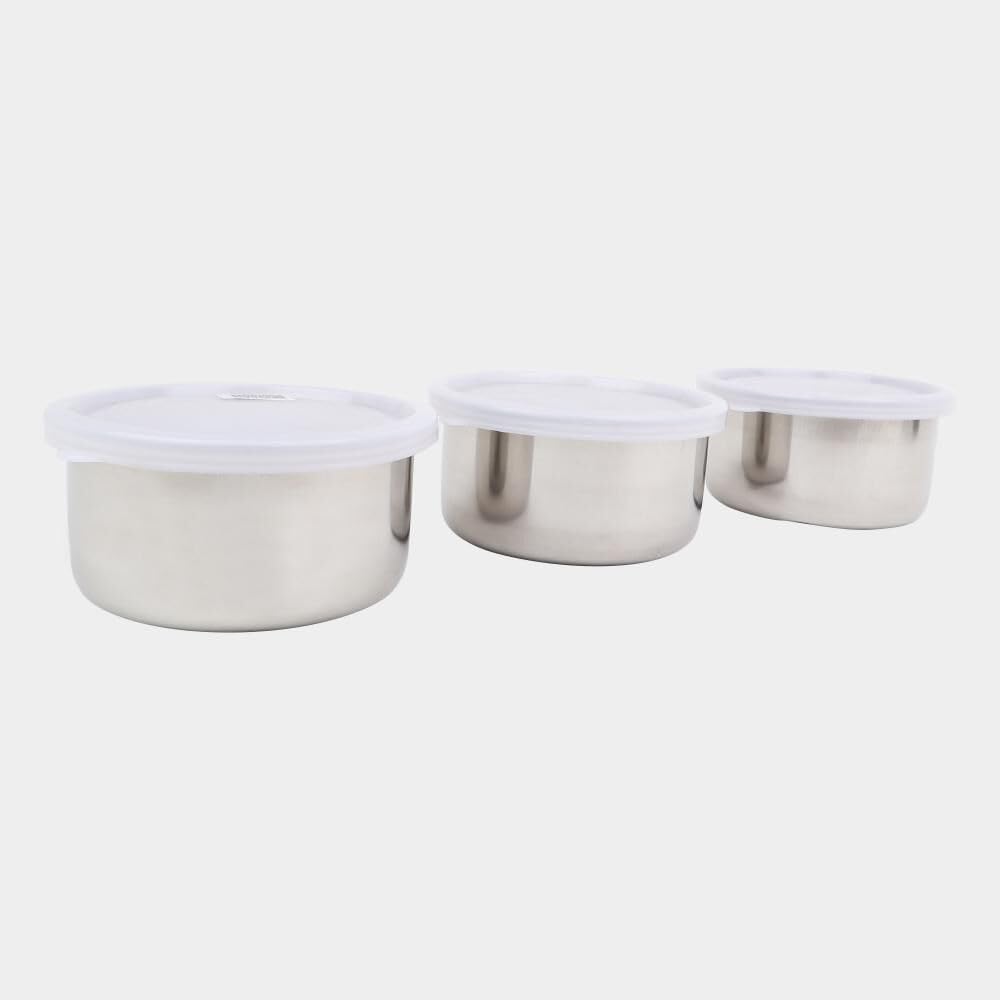 300Ml Stainless Steel Container Set Of 3, 4 X 2 Inch (Pack Of 3)