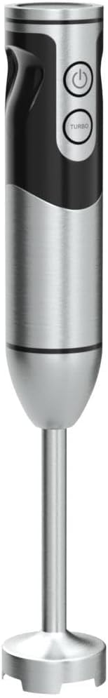 MegaWise Stainless Steel Titanium Reinforced 3-in-1 Immersion Hand Blender  Powerful with 80% Sharper Blades  12-Speed Corded Blender  Including Whisk and Milk Frother (3-in 1 Black)