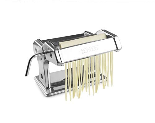 IBILI Pasta Maker Machine 170mm Wide - Heavy Duty Stainless Steel  9 Adjustable Thickness Settings  Spaghetti  Fettuccini  Lasagna  Washable Rollers Includes Cutter  Hand Crank & Clamp  Made in Spain