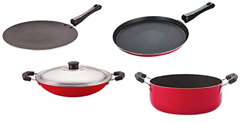 Nirlon Kitchenware Non Stick Aluminium Cookware Gift Set Of 4 Pieces (2.6Mm_Ct12_Ac_Cass22_Ft12)