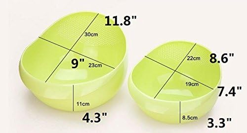 Japanese Design 2.1Qt (2L) Design Rice Washer Strainer Colanders For Cleaning Vegetable, Fruit, Pasta (Small, Green)